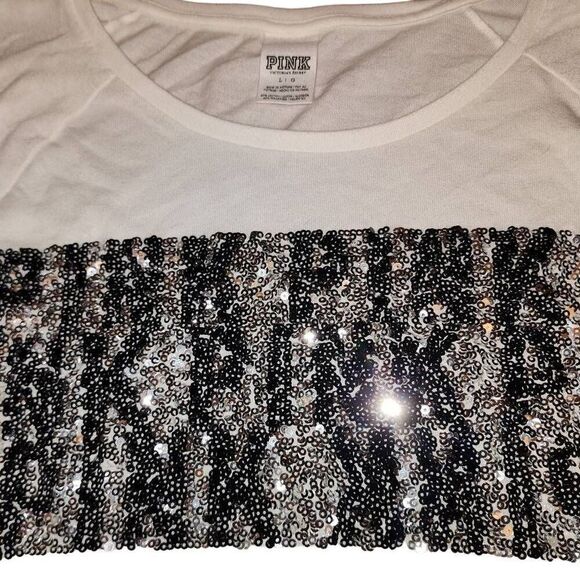 PINK Victoria Secret  LS Thin Bling Shirt Size Large - Picture 2 of 5